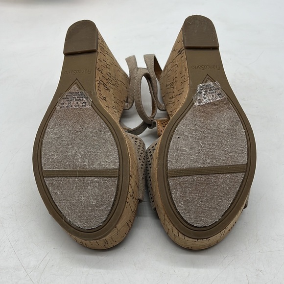 Franco Sarto Clinton Cut Out Tan Cork Wedge Sandal Size 8. MCW2818B - Picture 6 of 9